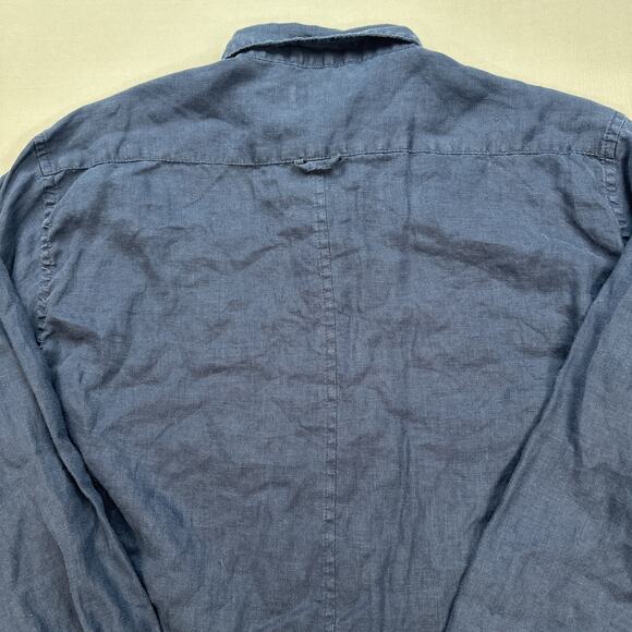 Onia Shirt Mens XL Dark Blue Linen Breathable Relaxed Coastal Beach Summertime - Picture 12 of 14